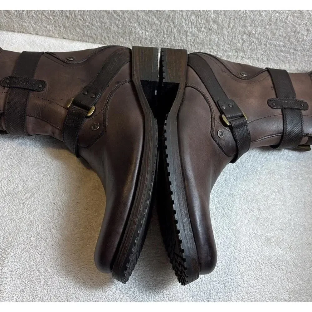 Cuadra Mens Harness Ankle Boots Size 7 Brown Round Toe Western Leather